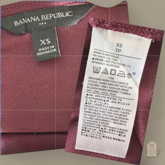 Banana Republic Burgundy Square Neck Blouse | Long Sleeve Feminine Top XS - Picture 5 of 5